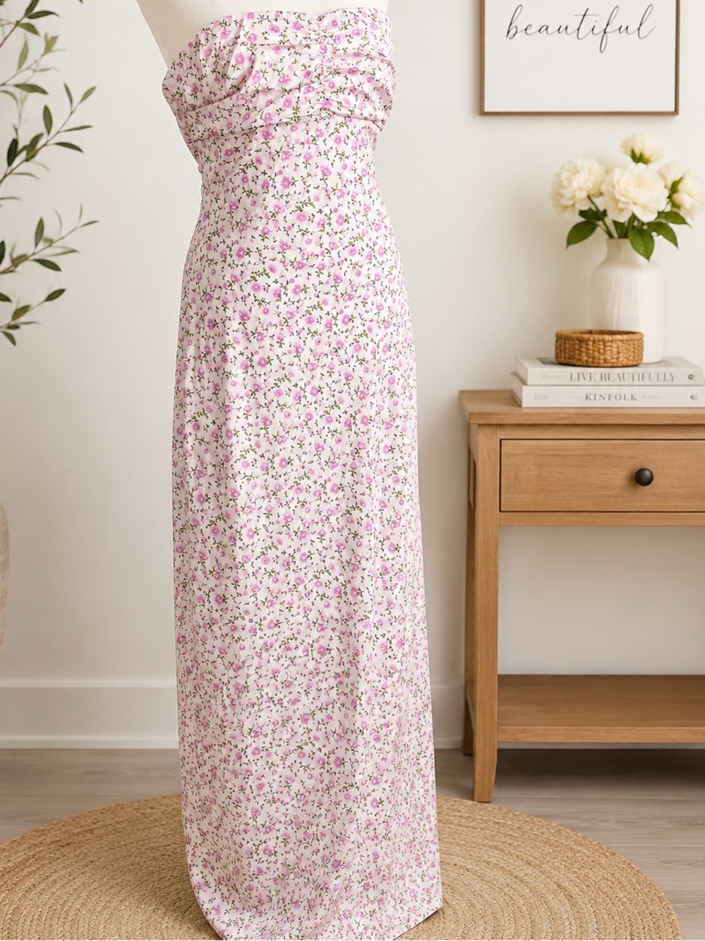 Satin Ditsy Floral Maxi Dress  Forever 21 pink floral maxi